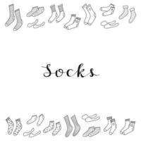 Poster with outline doodle socks and space for text. vector