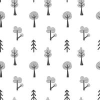 Seamless pattern with doodle trees in Scandinavian style. Perfect for kids design. vector