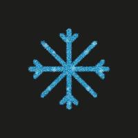 Azure glitter snowflake isolated on black background. vector