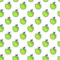 Simple seamless pattern with doodle green apples. vector