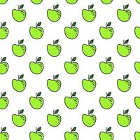 Simple seamless pattern with doodle green apples. vector