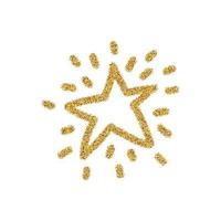 Golden glitter star with sunburst isolated on white background. vector