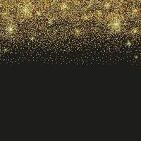 Black background with golden glitter sparkles or confetti and space for text. vector