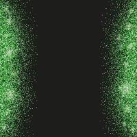 Black background with emerald green glitter sparkles or confetti and space for text. vector