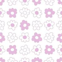 Retro flowers hippie aesthetic seamless pattern. vector