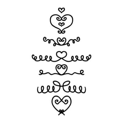 Doodle heart divider template concept collection.