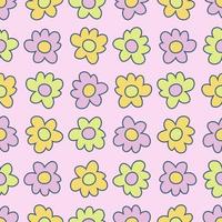 Vintage seamless pattern with doodle flowers. vector