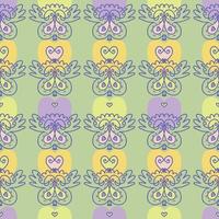 Retro seamless pattern with pansy flowers in 1960 style. vector