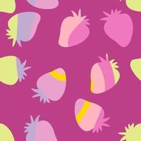 Wavy seamless pattern with strawberries rainbow silhouette in 1970 style. vector