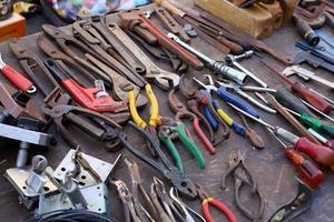 Old things and tools are sold at a flea market in Israel photo