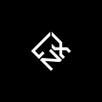 Diseño de logotipo de letra lnx sobre fondo negro. Concepto de logotipo de letra de iniciales creativas lnx. diseño de letras lnx. vector