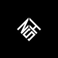 diseño del logotipo de la letra nsh sobre fondo negro. concepto de logotipo de letra de iniciales creativas nsh. diseño de carta nsh. vector