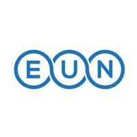 diseño del logotipo de la letra eun sobre fondo negro. concepto de logotipo de letra de iniciales creativas eun. diseño de letras eun. vector