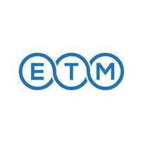 diseño de logotipo de letra etm sobre fondo negro. etm creative iniciales carta logo concepto. diseño de letras etm. vector