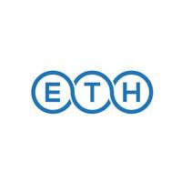 diseño de logotipo de letra eth sobre fondo negro. concepto de logotipo de letra de iniciales creativas eth. diseño de letras eth. vector