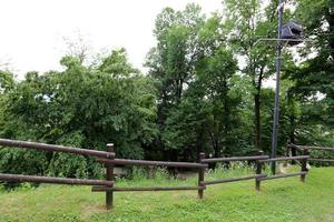 Fence in the city park photo