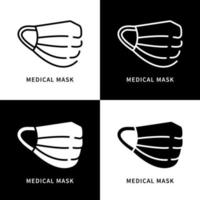 ilustración de símbolo de icono de máscara médica. logotipo de protección de máscara facial. conjunto de iconos de vector de diseño de pandemia de prevención