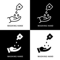 lavarse las manos con ilustración de símbolo de icono de jabón. logotipo de infección por virus de prevención. Conjunto de iconos de vector de diseño de infografía de gesto de mano