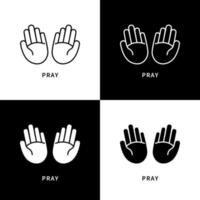 Hand Praying Gesture Icon Logo. Pray To God Vector Symbol Illustration. Prayer Symbol