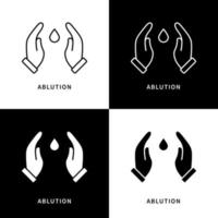 Ablution Icon Logo. Washing Hand Gesture Vector Symbol Illustration. Tap water cleaning hand