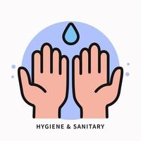 línea llena de icono de mano limpia. logotipo de dibujos animados higiénicos y sanitarios. lavado de manos virus protección diseño vector símbolo ilustración