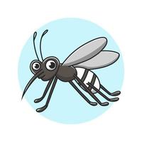 Mosquito Kids Drawing Cartoon. Insect Malaria Sting Mascot Vector Illustration. Zoo Animal Cute Character