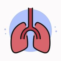 contorno lleno de iconos de órganos de anatomía de los pulmones. caricatura del logotipo de los órganos de respiración humana. ilustración de símbolo de vector de diseño de educación de biología