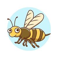 Bee Flying Animal Kids Drawing Cartoon. Honeybee Sting Cute Character. Insect Mascot Vector Illustration