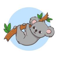 niños koala dibujando dibujos animados. ilustración de vector de mascota de koala bebé. lindo personaje de mamífero de la selva