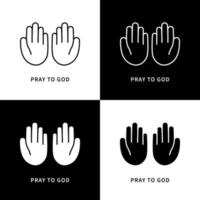 Pray to God Icon Logo. Prayer Hand Gesture Vector Symbol Illustration. Worship Believe Religion Symbol