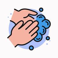 Washing Hands With Soap Icon Filled Line. Prevention Instruction Logo. Information Protection Virus Infection Design Vector Symbol Illustration