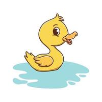 pato animal niños dibujando dibujos animados. ilustración de vector de mascota de aves acuáticas. lindo personaje de icono de zoológico y selva