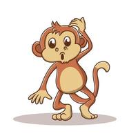 Monkey Animal Icon Cartoon. Chimpanzee and Donkey Jungle Mascot Vector Illustration