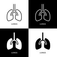 lungs Anatomy Organ Icon Symbol Illustration. Human Respiration Organs Logo. Biology Educatiion Design Vector Icons Set