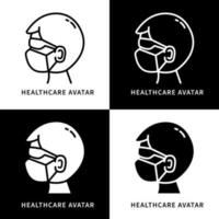 Man Wear Glasses And Medical Mask Icon Symbol Illustration. Healthcare Avatar Profile Design Vector Icons Set