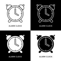 Alarm Clock Icon Logo. Bell Timer Vintage Object Vector Symbol Illustration
