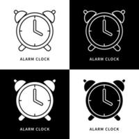 Alarm Clock Icon Logo. Bell Timer Vintage Object Vector Symbol Illustration