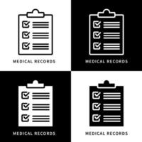 Medical Records Icon Symbol Illustration. Information Document Logo. Patient Database Design Vector Icons Set