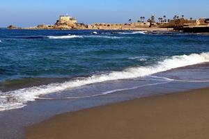 Mediterranean coast in northern Israel photo