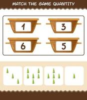 Match the same quantity of bamboo shoot. Counting game. Educational game for pre shool years kids and toddlers vector