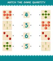 Match the same quantity of vegetables. Counting game. Educational game for pre shool years kids and toddlers vector