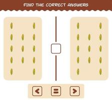 Find the correct answers of cartoon corn. Searching and Counting game. Educational game for pre shool years kids and toddlers vector