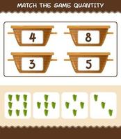 Match the same quantity of lettuce. Counting game. Educational game for pre shool years kids and toddlers vector