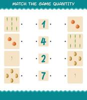 Match the same quantity of vegetables. Counting game. Educational game for pre shool years kids and toddlers vector