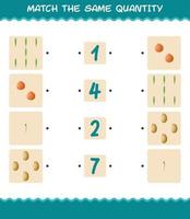 Match the same quantity of vegetables. Counting game. Educational game for pre shool years kids and toddlers vector