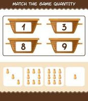 Match the same quantity of butternut squash. Counting game. Educational game for pre shool years kids and toddlers vector