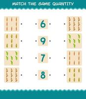 Match the same quantity of vegetables. Counting game. Educational game for pre shool years kids and toddlers vector