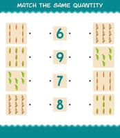 Match the same quantity of vegetables. Counting game. Educational game for pre shool years kids and toddlers vector