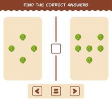 Find the correct answers of cartoon artichoke. Searching and Counting game. Educational game for pre shool years kids and toddlers vector