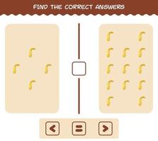 Find the correct answers of cartoon crookneck squash. Searching and Counting game. Educational game for pre shool years kids and toddlers vector